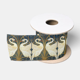 Ruban En Satin Walter Crane Vintage Cygne et Iris Art Nouveau