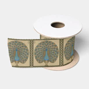 Ruban En Satin Walter Crane Vintage Or Bleu Paon Art