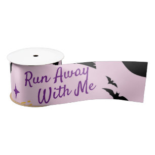 Ruban En Satin Whimsical "Run Away With Me" Halloween Witch & Bat