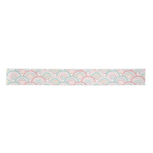 Ruban En Satin Whimsical White Rainbows and Hearts Pastel