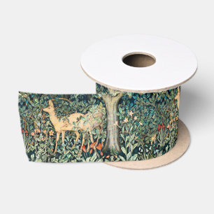 Ruban En Satin William Morris Art Floral Vintage Cerf de la forêt