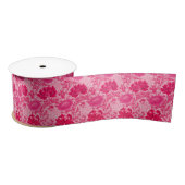 Ruban En Satin William Morris Chrysanthemums, Fuchsia Pink (Bobine)