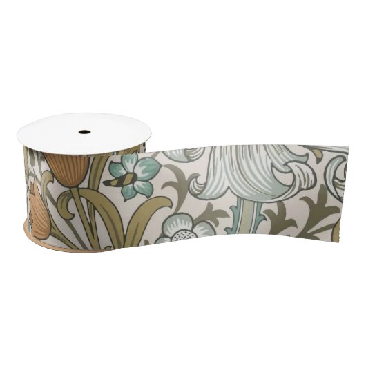 Ruban En Satin William Morris Lys Bleu Doré Classique (Bobine)