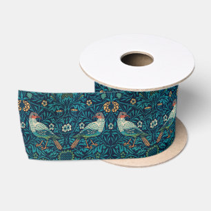 Ruban En Satin William Morris - Motif Floral d'Oiseaux en Couture