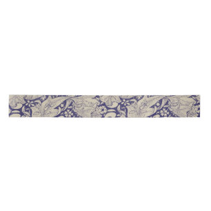 Ruban En Satin William Morris Motif Giroflée Bleu Antique