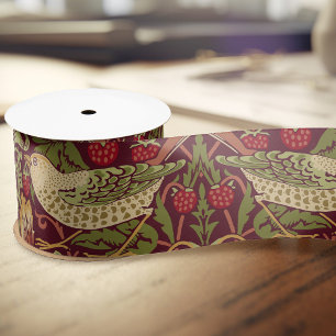 Ruban En Satin William Morris Strawberry Thief Satin Ribbon