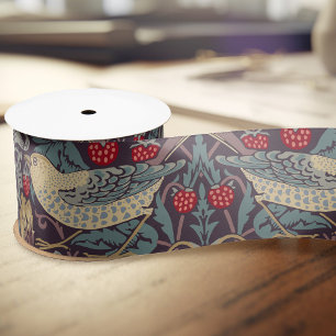 Ruban En Satin William Morris Strawberry Thief Satin Ribbon