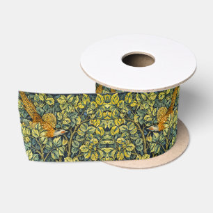 Ruban En Satin William Morris Vintage Faisan Écureuil Fleur