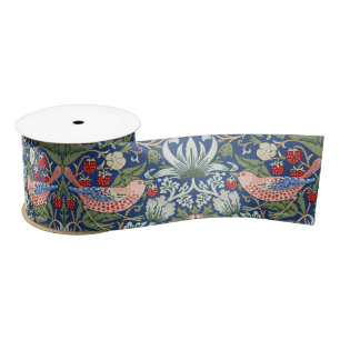 Ruban En Satin William Morris Voleur de Fraises Corail Marine