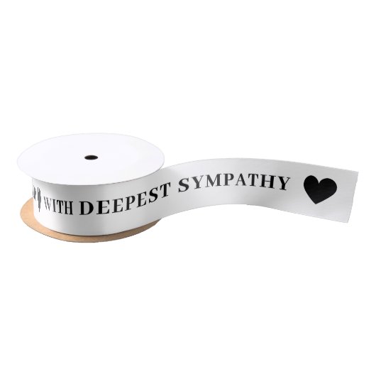 Ruban En Satin With Deepest Sympathy White Ribbon (Bobine)