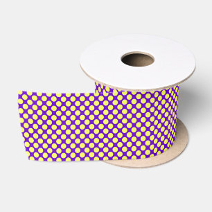 Ruban En Satin Yellow Polka Dots With Purple Background