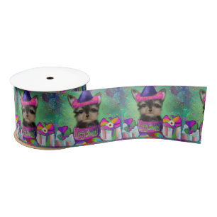 RUBAN EN SATIN YORKIE POO  ANNIVERSAIRE    