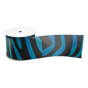Ruban En Satin Zebra Black et Blue Print