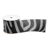 Ruban En Satin Zebra noir et gris clair (Bobine)