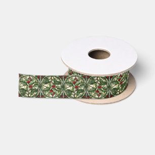 Ruban en verre satiné Holly Christmas Satin