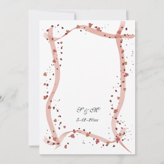 Ruban et fleurs dessinés à la main Faire-part de m (Dos)