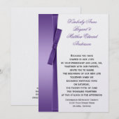 Ruban FAUX Bow en Blanc Violet Invitation de Maria (Devant / Derrière)