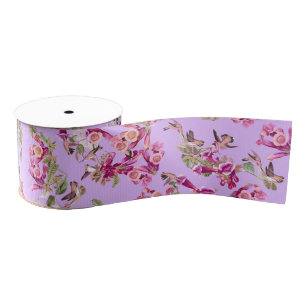 Ruban floral de gros-grain de fleur de colibris