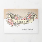 Ruban floral triple Faire-part de mariage avec RSV (Page de couverture)