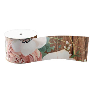 Ruban Gros-grain 3" Grosgrain Ruban Géométrique Jardin Rose Grange 