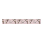 Ruban Gros-grain Add Names, 3" Wide Pink Roses & Doves Wedding (Devant)