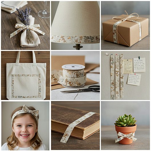 Ruban Gros-grain Amber meadow floral