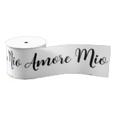 Ruban Gros-grain Amore Mio Black Script on White (Bobine)