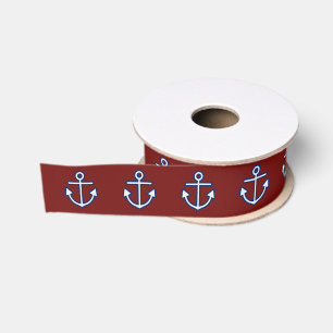 Ruban Gros-grain Ancre marine marine Motif blanc bleu de la marine