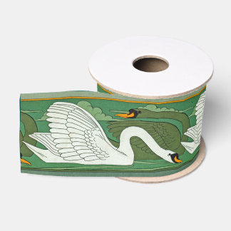 Ruban Gros-grain Animaux de faune d'oiseaux de cygne de Nouveau