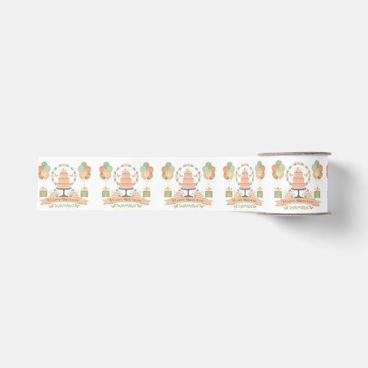 Ruban Gros-grain anniversaire rustique chic et moderne (Devant)