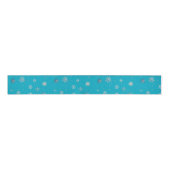 Ruban Gros-grain Aqua Blue Silver White Christmas Snowflakes (Devant)