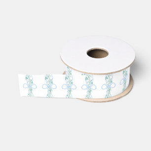 Ruban Gros-grain Aquarelle Blue Bow Garland Noël