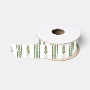 Ruban Gros-grain Aquarelle Bourgogne et verte Noël