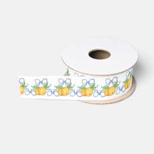 Ruban Gros-grain Aquarelle Chinoiserie Blue Bows & Mandarins