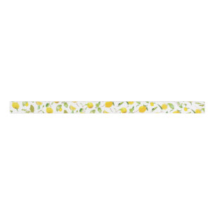 Ruban Gros-grain Aquarelle Citron et Feuilles 2