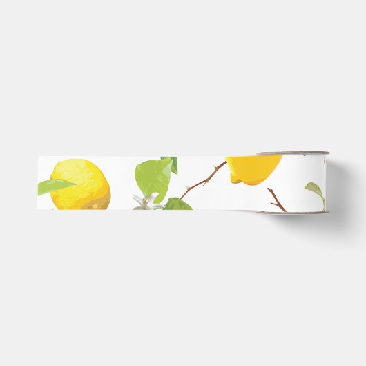 Ruban Gros-grain Aquarelle Citron & Feuilles 2 (Devant)