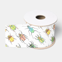 Aquarelle Logs Bugs Colorful Beetles Motif