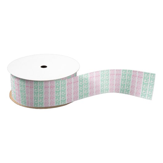 Ruban Gros-grain Aquarelle rose et vert Mahjong (Bobine)