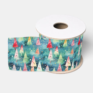 Ruban Gros-grain Arbre de Noël arc-en-ciel festif couleur aquarelle