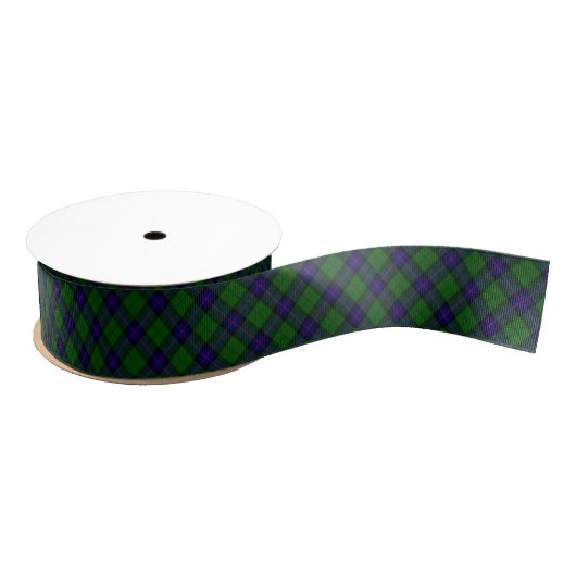 Ruban Gros-grain Armstrong tartan bleu et vert plaid (Bobine)