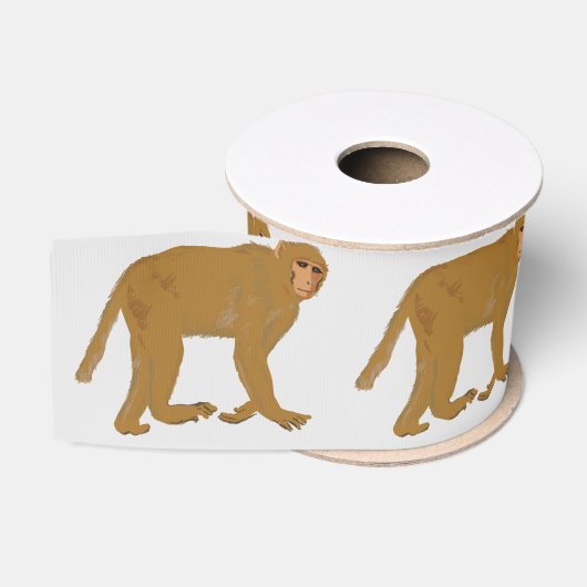Ruban Gros-grain Art de singe babouin doré (Bobine)