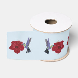 Ruban Gros-grain Art floral de ketmie de colibris