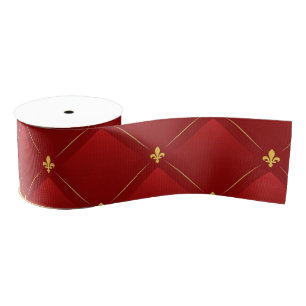 Ruban Gros-grain Art nouveau rouge et or