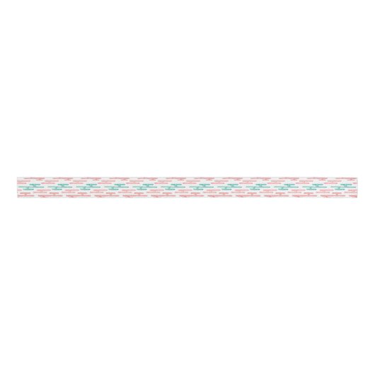 Ruban Gros-grain Auspicious Cloud Bands in Teal and Flamingo (Devant)