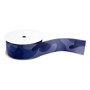 Ruban Gros-grain Aventure sportive camouflage bleu plaisir
