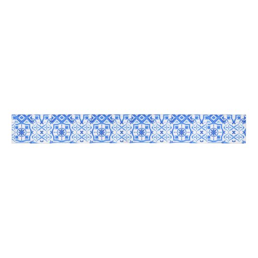 Ruban Gros-grain Azulejo bleu et blanc Motif Azul espagnol (Devant)