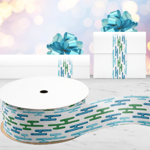 Ruban Gros-grain Bandages de nuages propices en vert et aqua