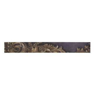 Ruban Gros-grain Baroque Ornate Gold and Midnight Purple Ribbon