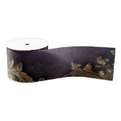 Ruban Gros-grain Baroque Ornate Gold and Midnight Purple Ribbon (Bobine)
