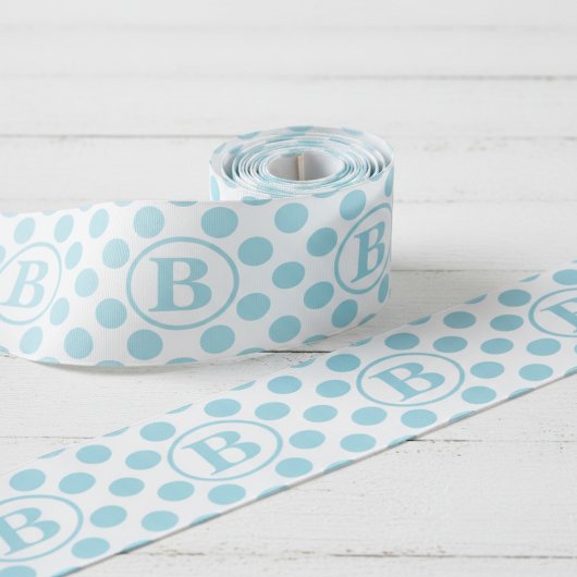 Ruban Gros-grain Bébé Bleu Pois Bébé